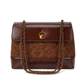 Borsa a catena marrone retrò con patchwork in pelle e chiusura dorata stile di lusso - Marrone