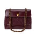 Borsa a tracolla bordeaux in pelle trapuntata con catena dorata e chiusura a cerchio - Borgogna