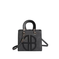 Minimalistische zwarte canvas shopper met rond dubbel B-logo en goudkleurige hardware - Zwart