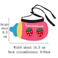 Pink and yellow knitted pet bib with strawberry embroidery and adjustable cord - Pink Milk Bottle Style