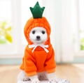 Niedlicher Karotten-Hundepullover in Orange mit Blättern und weißer Schleife für Hunde - XS / Karotten Kaninchen Hoodie