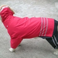 Imperméable pour grand chien à quatre pattes avec bandes réfléchissantes de sécurité - S / Rouge