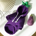 Sweat à capuche violet motif aubergine en polaire pour petits chiens et chats - Sweat à Capuche Aubergine à Deux Pattes (Cordon)