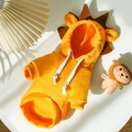 Sweat à capuche lion pour animaux, jaune vif avec crinière brune et doublure polaire - Sweat à Capuche Lion à Deux Pattes (Cordon)