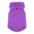 Detail of purple fleece pet vest with metal D-ring for leash attachment and textured fabric - XL / Tops / Fleece Vest Purple
