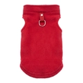 Detail of red fleece pet vest featuring reinforced D-ring for leash attachment - XL / Tops / Fleece Vest Red