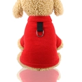 Gilet en polaire rouge pour animaux avec anneau en D en métal pour petits chiens et chats - Rouge