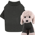 Detail of army green striped cotton pet turtleneck shirt with durable stitching - XS / Army Green