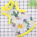 Breathable white mesh pet vest with colorful cactus print and yellow trim for dogs - XS