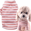 T-shirt rayé rose pour chien en coton côtelé pour petits animaux et caniches - XS / Rayures Rose Blanc