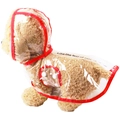 Impermeabile trasparente per animali con bordo rosso e cappuccio per la pioggia - XS / Bordo Rosso