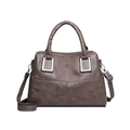 Large dark brown soft leather tote bag with silver buckle and detachable shoulder strap - Camel