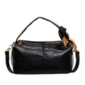 Borsa a mano vintage nera con vistosa catena dorata e finitura in pelle testurizzata lucida - Pelle PU Nera