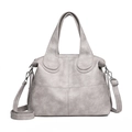 Bolso de mano minimalista gris claro con costuras cruzadas y correa ajustable, gran capacidad - Gris claro