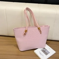 Roze shopper met luipaardprint, gouden metalen details en gestructureerd kunstleer - Roze (Zonder Hanger)