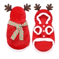 Felpa natalizia per cani in pile corallo rosso con corna di renna e sciarpa festosa - XL (Torace 50cm) / Stile Renna Rossa (Sciarpa in Regalo)