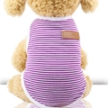 Chaleco clásico de algodón a rayas moradas y blancas para perros y gatos con etiqueta - XS / Rayas Moradas