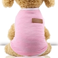 Chaleco de algodón a rayas rosas y blancas para mascotas con parche de cuero clásico - XS / Rayas Rosas
