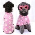 Pink dog T-shirt with daisy print pattern, comfortable soft cotton pet clothing - XS / Pink Daisy T-Shirt