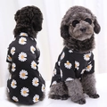 Stylish black pet shirt with white and yellow daisy floral prints for small dogs - XS / Black Daisy T-Shirt