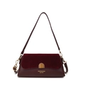 Borsa a tracolla retrò francese bordeaux intenso con patchwork in pelle scamosciata - Borgogna