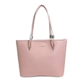 Borsa tote rosa chiaro con trama in pelle martellata e dettagli con fibbia argentata - Rosa