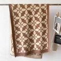 Sciarpa classica a fiori nei toni del marrone e beige con bordi a frange - Cachi