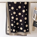 Dicker warmer Kaschmir-ähnlicher Schal mit klassischem Polka-Dot-Muster und Fransen für Damen - Schwarz