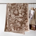 Scialle vintage jacquard floreale caffè e beige con frange, mantella elegante donna - 66*186cm / Cachi