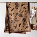 Klassischer warmer Kamelschal mit Vintage-Vogel- und Blumenmuster und eleganten Fransen - Kaffeebraun