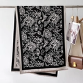Eleganter Schal in Schwarz-Weiß mit Blumenmuster, Kolibri-Motiv und Fransen für Winter - Schwarz