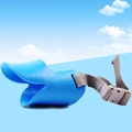 Museruola per cani in silicone blu acceso a forma di papera con cinturino grigio - S / Blu