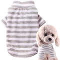 T-shirt pour chien à rayures grises et blanches en coton extensible à mailles côtelées - XS / Rayures Grises et Blanches