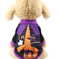 Funny Halloween pet cat and dog costume with ghost and wizard hat prints in purple - Black Purple Witch