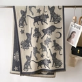 Scialle leopardato beige con frange e intricati motivi jacquard di luna e stelle - 186cmx66cm / Grigio