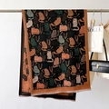 Sciarpa pashmina artistica con stampa di gatti e frange per autunno e inverno - 66*186cm / Caffè Nero