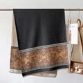 Sciarpa spessa in cashmere con motivo paisley e nappe in grigio e marrone - grigio scuro