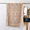 Eleganter beigefarbener Paisley-Schal mit Quastenfransen in stilvollem Winterambiente - 66*186cm / Khaki-Rosa