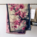 Dettaglio di sciarpa vintage con motivo floreale a doppia faccia e bordi con frange - 66*186cm / Rosa Pesca