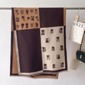Écharpe en jacquard à motifs de chats avec franges et design color-block en style cachemire - Beige Café