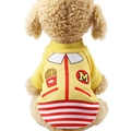 Yellow dog hoodie featuring French fries pattern and M print in fast food style - Yellow Fast Food Uniform