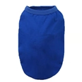 Detail of bright blue cotton pet vest with reinforced crew neck and premium knit texture - Pure Dark Blue Cotton Vest / Xs Chest Circumference 30cm Back Length 17cm