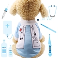 Pet dog doctor costume in light blue and white with realistic stethoscope graphics - XS / Light Blue Doctor Uniform