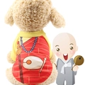 Buddhist monk style dog hoodie in vibrant yellow and red with spiritual pattern - Yellow Monk Robe Costume