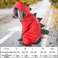Imperméable rouge pour chien motif dinosaure avec nageoires 3D et visière transparente - S Longueur du Dos 25cm / Style Dinosaure Rouge