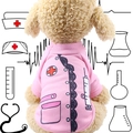 Pink nurse uniform style pet dog sweatshirt with red cross and medical graphics - Pink Nurse Uniform
