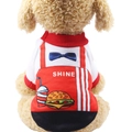 Funny dog T-shirt with burger print and blue bowtie design for Christmas and Halloween - Fast Food Founder Style Costume