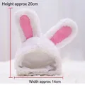 Cute white plush rabbit ears hat for pets with pink details and adjustable velcro strap - White Rabbit