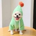 Sweat à capuche pour animaux vert clair avec grand pompon orange pour chiens et chats - S / Vert Fruit