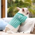 Pull en tricot à damier vert et blanc pour chiens avec écusson facial pour bouledogues - XL / Carreaux vert émeraude
